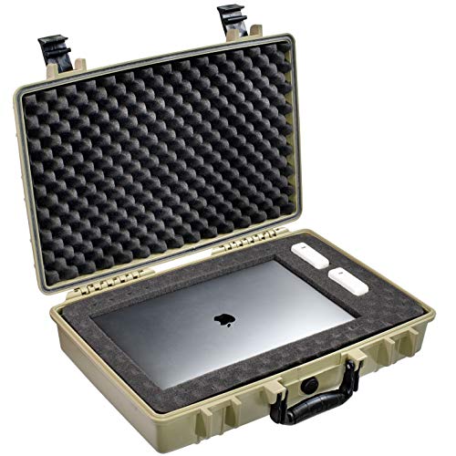 Eylar Medium 20" Protective Hard Case for Laptops, Cameras, Tools, and Equipment with IP67 Waterproof, Shock Resistant, and Customizable Foam Inserts (Tan) - color: Tan FDE