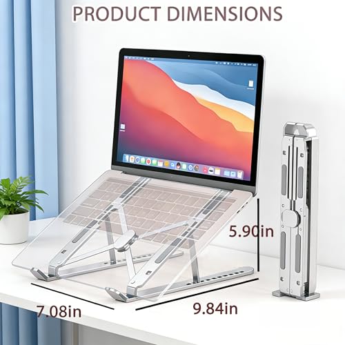 Ergonomic Foldable Computer Stand, 10-Level Height Adjustable Aluminum Laptop Stand, Compatible with 17.3 Inch Laptops, Tablets & Drawing Tablets, for MacBook, HP, Lenovo, Dell (Silver) - color: Silver