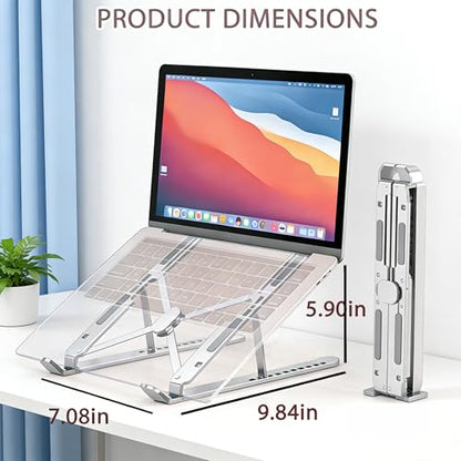 Ergonomic Foldable Computer Stand, 10-Level Height Adjustable Aluminum Laptop Stand, Compatible with 17.3 Inch Laptops, Tablets & Drawing Tablets, for MacBook, HP, Lenovo, Dell (Silver) - color: Silver