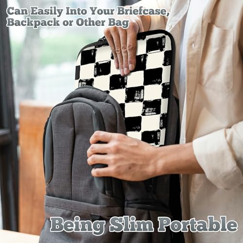 Laptop Sleeve Case Bag 15 inch, Black and White Checkered Slim Carrying Case Durable Handbag Travel Laptop Bag for 15 inch MacBook Air M3/M2/15 Pro/Surface Laptop 7/6/5/4/3/ Dell XPS 15 Plus - color: Black and White Checkered, size: 15 Inch