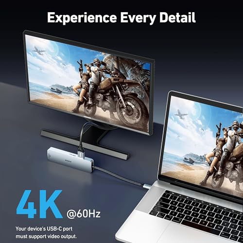 BENFEI 6-in-1 USB C Hub with HDMI(4K@60Hz), 2 USB-A, 1 USB-C Data, 100W Charge, Gigabit Ethernet, Silicone Tangle-Free Cable Compatible with MacBook Pro/Air, iPad Pro, iMac, iPhone 15 Pro/Pro Max - style: 2A1C(6in1)
