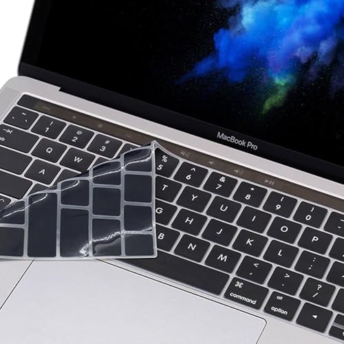 Soft Silicone English Language Keyboard Cover Skin Compatible with MacBook Pro 13 inch and 15 inch with Touch Bar Models: A2159 / A1989 / A1990 / A1706/ A1707 - Release 2019 2018 2017 2016 (Black) - color: English Language, Black, size: Compatible for Mac