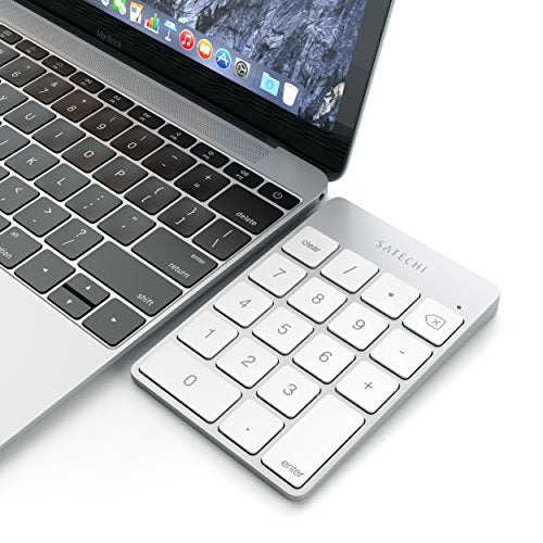 Satechi Slim Aluminum Bluetooth Keypad, Wireless Number Pad with 18 Keys, Micro USB Rechargeable Numpad, External Number Pad for MacBook Air/Pro/Neo, iPad Air/Pro, iMac, PC - Silver - color: Silver, size: Micro USB