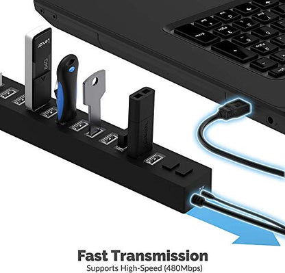 SABRENT 13 Port High Speed USB 2.0 Hub with Power Adapter and 2 Control Switches (HB-U14P) - size: 13-PORT