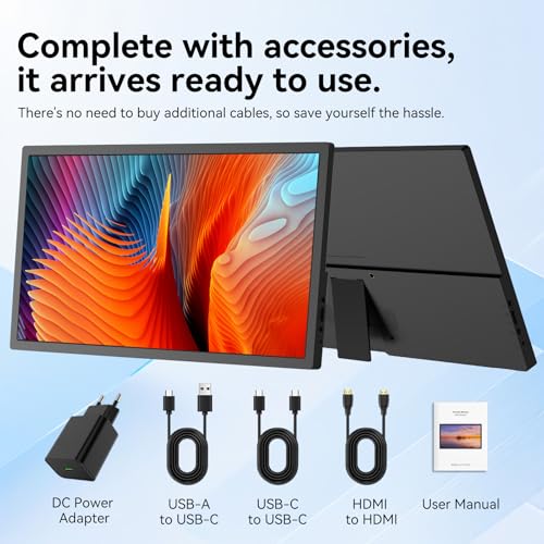17.3 Inch Portable Monitor, HD+ 1600×900 Resolution, 16:9 Widescreen IPS Display, Ultra-Slim External Second Monitor for Laptop, Phone, PS5, Xbox, Switch, PC (17.3") - size: 17.3"