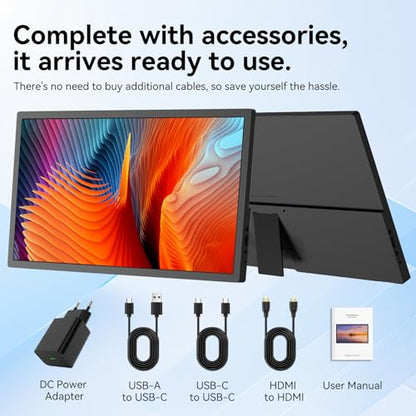 17.3 Inch Portable Monitor, HD+ 1600×900 Resolution, 16:9 Widescreen IPS Display, Ultra-Slim External Second Monitor for Laptop, Phone, PS5, Xbox, Switch, PC (17.3") - size: 17.3"