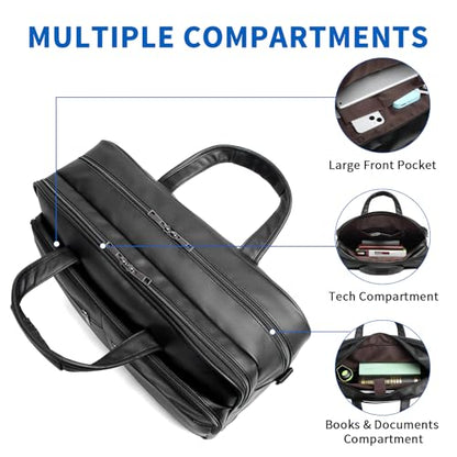 seyfocnia Men’s Leather Messenger Bag, 15.6 Inch 17.3 Inch Laptop Briefcase Satchel Computer Shoulder Bag Business Handbag