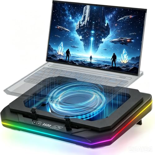 Cooling Pad for Asus ROG Strix G18 G16 G17 G15 Strix Scar 18 16 17 15 Gaming Laptop, It is a Well Deserved Heat Dissipation Monster，Cooler with Powerful Turbo Fan Can Fast Cooling,6 RGB Light Mode