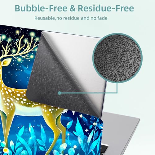 Universal Laptop Skin Decal, 3-Piece Vinyl Protector for 12 13 14 15.6" Notebook, Waterproof Anti-Scratch, Easy Trim & Bubble-Free Finish, Deer Standing in Moonlight - color: Deer Standing in Moonlight