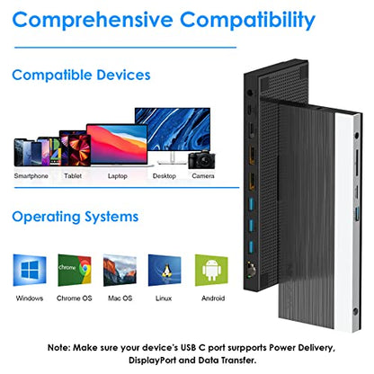 WAVLINK Docking Station Dual Monitor Triple Display for Laptop | Dell Hp Lenovo Windows OS, USB C Hub 3 Monitors with 2 HDMI, DisplayPort, 100W PD in, Ethernet, 4 USB 3.0, SD/TF Slot, Audio