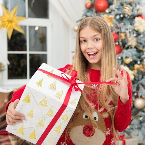Foil Christmas Tree Stickers - 1000 Pcs Easy Peel Metallic Tree Waterproof Vinyl Reusable Laptop Self Adhesive Stickers Classroom Prizes Water Bottle Page Activity Pad Party Favors Skateboard - style: Gold Christmas Tree