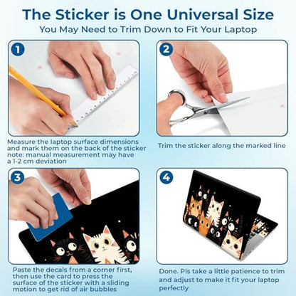 Reusable Universal Laptop Skin Sticker, Cut to Fit for 11.6–15.6 Inch Laptops, Waterproof Protective Film, No-Residue - Funny Cats - color: Funny Cats