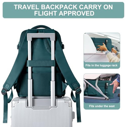 suwasp Travel Backpack Simple Durable Carry On Backpack with Shoe Compartment, Personal Item Travel Bag Flight Approved, Water Resistant Laptop Backpack for Women Men Weekender Business, Peacock Blue - color: Peacock Blue