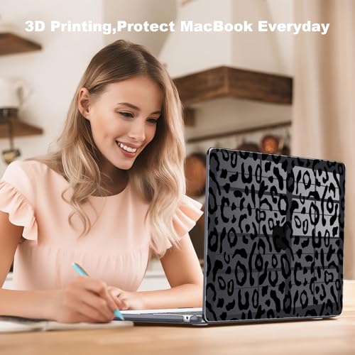 Teryeefi Hard Shell for MacBook Air 13 inch M4 M3 M2 Fit Model A3240/A3113/A2681, Laptop Protective Case with Keyboard Cover Trackpad Film for 2022-2025 MacBook Air 13.6, Leopard Print Black - color: Leopard Print Black