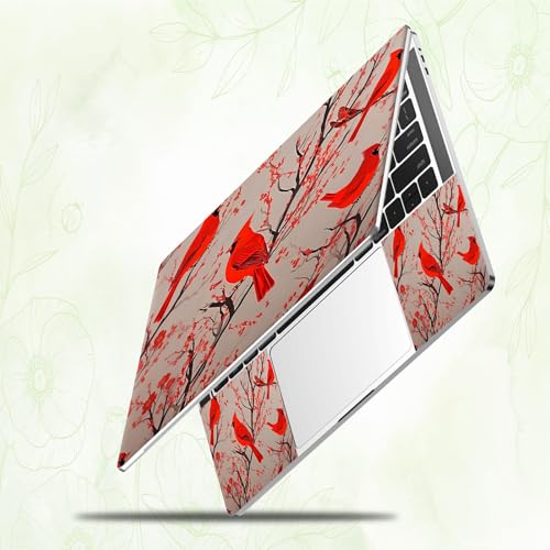 Laptop Skin Sticker Decal, Universal Reusable Vinyl Laptop Cover for 12" 13" 13.3" 14" 15" 15.4" 15.6" Notebook PC, Reusable Waterproof Scratch-Resistant with 2 Wrist Pads,Art Red Cardinal Birds - color: Art Red Cardinal Birds
