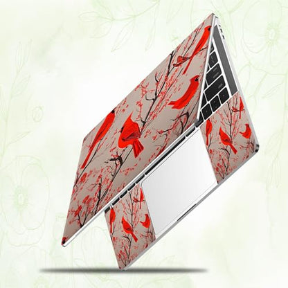 Laptop Skin Sticker Decal, Universal Reusable Vinyl Laptop Cover for 12" 13" 13.3" 14" 15" 15.4" 15.6" Notebook PC, Reusable Waterproof Scratch-Resistant with 2 Wrist Pads,Art Red Cardinal Birds - color: Art Red Cardinal Birds