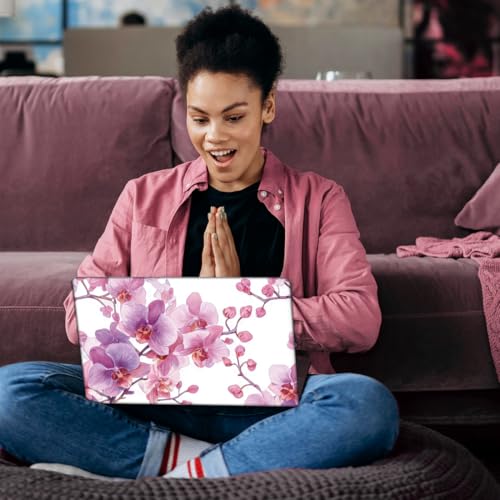 SUPERDANT 3Pcs Pink Phalaenopsis Laptop Skin 14.96x10.62in Trimmable Removable PVC Notebook Decal for 12-15.6in Laptop Flowers Reusable Protective Cover Colorful - style: Pink Phalaenopsis