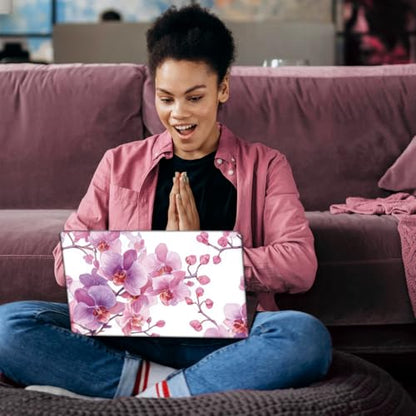 SUPERDANT 3Pcs Pink Phalaenopsis Laptop Skin 14.96x10.62in Trimmable Removable PVC Notebook Decal for 12-15.6in Laptop Flowers Reusable Protective Cover Colorful - style: Pink Phalaenopsis