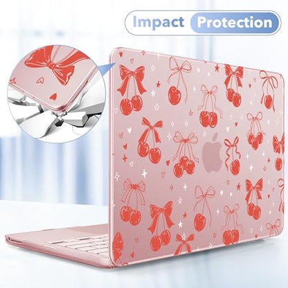 May Chen for MacBook Neo Case 13 inch 2026 | 100% Match Official Color | Pattern Printing, Anti-Crack & Scratch & Fingerprint | Protective Hard Shell Cases Laptop Model A3404 - Girly Pink Bow - color: Girly pink bow