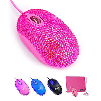 SOON GO Pink Mouse for Laptop Computer Mice with Crystal Bling Rhinestone Funny Personalized Gift for Kids and Teen Girl Birthday Kids Mouse fit for 6 7 8 9 10 Yr Old Girl - color: Rhinestone pink