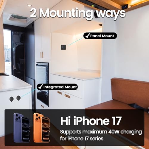 RV Dual USB C Outlet, 65W and 20W PD 3.0 USB Charging Station, 12V USB Charger for Laptops Tablets Drones, Aluminum Car Charger w/Black Bezel for Boat Camper Van Trailer (2 Pack) - color: C+C/2 PACK