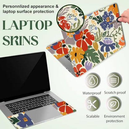 SUPERDANT Laptop Skin Sticker Flowers Laptop Decals Personalized Universal Notebook Computer Wrap Vinyl Skin Stickers Cover Art Decal Removable 12-15.6 Inch Waterproof Scratch-Resistant Gifts - style: Abstract Flowers