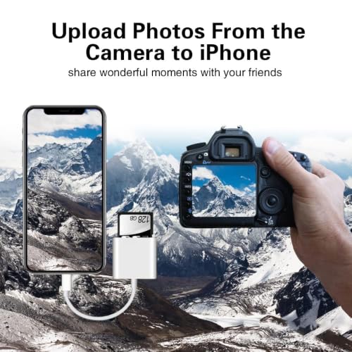 SD Card Reader for iPhone iPad,Micro SD Card Reader Memory Card Reader Plug and Play Trail Camera SD Card Adapter,Simultaneous Charging and Reading - color: Pearl White