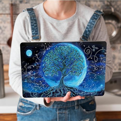 Universal Laptop Skin Sticker with 2 Wrist Pad Skins, Waterproof Scratch Resistant Vinyl Laptop Cover Decal, Cut to Fit for 11–15.6 Inch MacBook HP Dell Lenovo, Blue Art Tree Moon - color: Blue Art Tree Moon