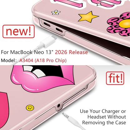 Batianda Case for MacBook Neo 13 Inch 2026 Model A3404, Y2K Sticker | 4-in-1 Laptop Accessories Bundle with Y2K Sticker Design, Ultra Slim Hard Shell for Girls, Teens and Fun Style Lovers - color: Y2K Sticker Bomb