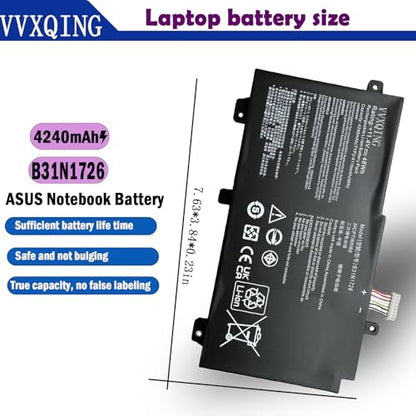 VVXIQNG B31N1726 48Wh Battery Replacement for Asus TUF Gaming FX505DY FX505DT FX505DV FX505DU Series A17 FA706II A15 FA506 FA506IH FA506IU Series FX86 FX86FE FX86FM Series 11.4V 4110mAh-ae1xx