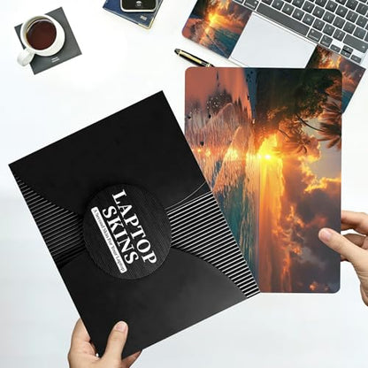 Universal Laptop Skin Sticker with 2 Wrist Pad Decals, 3-Piece Removable Vinyl Laptop Cover, Tropical Beach Waterproof Anti-Scratch, Easy-Trim Fit for 13.3" 14" 15.6" Laptops - color: Tropical Beach