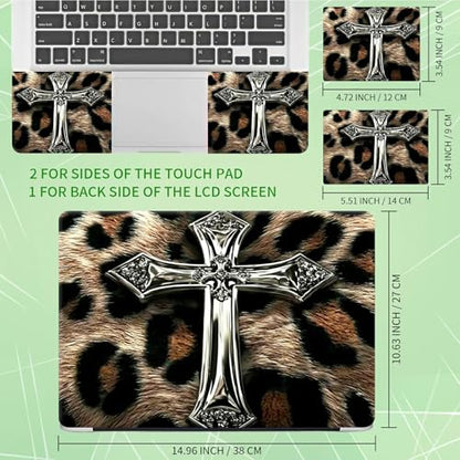 Laptop Skin Sticker Decal, Universal Protective Cover Fit 12 13 14 15.6 Inch Notebook, Reusable Water-Resistant Vinyl Decal w/ 2 Wrist Pads for Business Travel Office, Leopard Print Art - color: Leopard Print Art