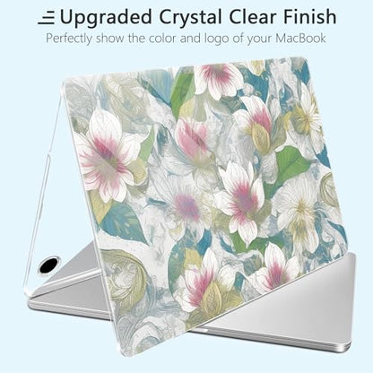for New MacBook Pro 14 inch Case 2025 M5 2024 M4 2023 Release– Fashionable Lightweight Floral Design Transparent HD Clear Laptop Shell, with TPU Keyboard Cover & OTG Adapters, Lotus - color: Lotus