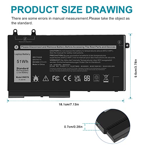 R8D7N 4GVMP 1V1XF Laptop Battery Compatible with Dell Precision 3540 M3550 Latitude 5400 5410 5500 5510 Inspiron 7590/7591/7791 2-in-1 Series P80F P80F001 P84F H82T6 0C5GV2 W8GMW 0W8GMW 0R8D7N - size: 7.13*3.78*0.28inch R8D7N