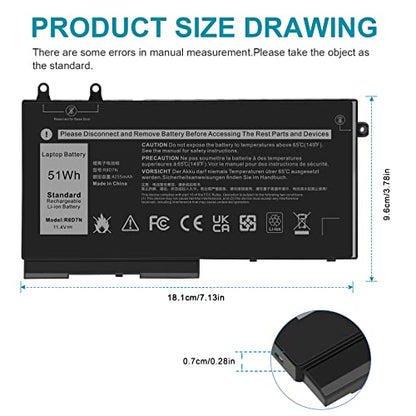 ASUNCELL R8D7N Battery Replacement for Dell Inspiron 3540 M3550 Latitude 5400 5500 5510 7590 7591 7791 2-in-1 Series H82T6 0C5GV2 0W8GMW Series 1V1XF 4GVMP RF7WM 9JRYT X77XY 11.4V 51h - color: OD06XL