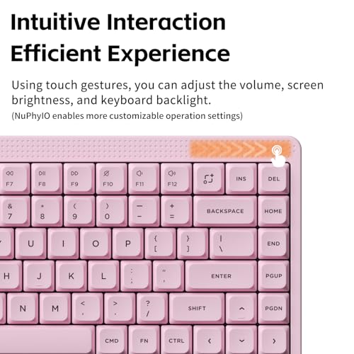 NuPhy Node75 Wireless Mechanical Keyboard, 75% Hot Swappable Custom Low Profile Keyboard, 84 Keys Computer Gaming Keyboards, Supports Touch Gestures, PBT Keycaps, RGB Backlit, Bluetooth/2.4GHz/USB-C - color: Pink, size: Low-Profile Blush Nano Switch