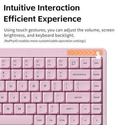 NuPhy Node75 Wireless Mechanical Keyboard, 75% Hot Swappable Custom Low Profile Keyboard, 84 Keys Computer Gaming Keyboards, Supports Touch Gestures, PBT Keycaps, RGB Backlit, Bluetooth/2.4GHz/USB-C - color: Pink, size: Low-Profile Red Nano Switch