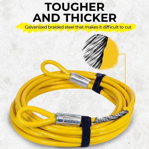 Vascer Commercial Heavy Duty Braided Galvanized Steel Theft Deterrent Security Cable with Looped Ends. (1/2 Inch Thick, 7x19 Construction, 30 Feet) - size: 30 Feet - 1/2 Inch Thick