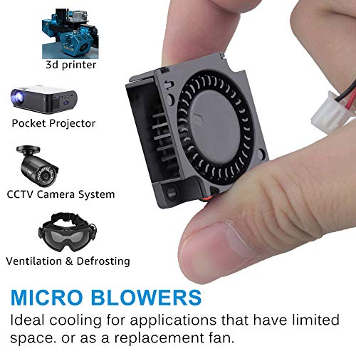 GDSTIME 30mm Blower Fan 24V 2Pin 3010 Brushless Cooling for 3D Printer 2Pcs | 30x30x10mm, DC 24 Volt, 9000RPM, High Performance, Small Turbo Blowers - size: 30x10mm