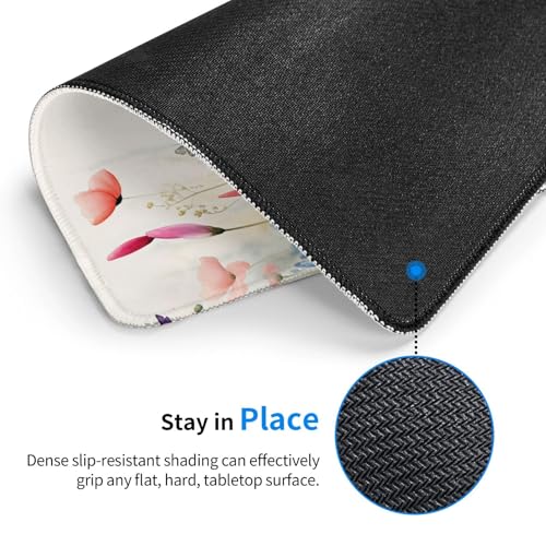 Pink Floral Rose Flowers Plants Gaming Computer Keyboard Cute Mouse Pad with Anti-fray Stitching, Premium-Textured Alfombrilla para Mouse with Non-Slip Rubber Base, 10 x 12 inch - color: Pink Floral Rose Flowers Plants