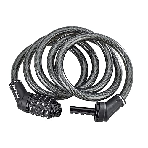 Kryptonite Resettable Combination Bike Lock Cable, 6ft. x 12mm Braided Steel Cable Anti-Theft Security Bicycle Lock with Keys for Outdoor Equipment, Bicycles, Scooters, Fence, Gate