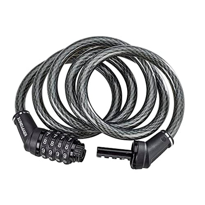 Kryptonite Resettable Combination Bike Lock Cable, 6ft. x 12mm Braided Steel Cable Anti-Theft Security Bicycle Lock with Keys for Outdoor Equipment, Bicycles, Scooters, Fence, Gate