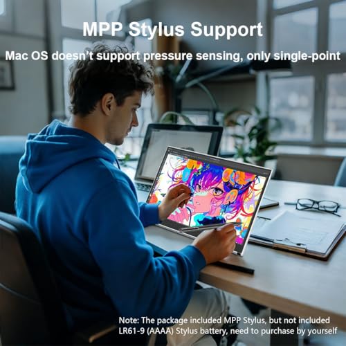 Portable Monitor Touchscreen 15.6 Inch External Display with MPP Stylus | IPS, FHD, 100% sRGB, 400 Nits, Built-in Stand, USB-C/HDMI/Mini DP for Laptop, PC, Mac, Surface, Console - size: 15.6“