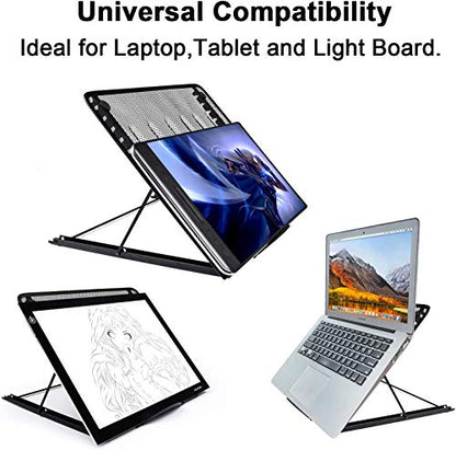 Fayet Large Version Adjustable Light Pad Stand, 12 Angle Points Skidding Prevented Holder for XP-Pen Artist, Compatible with 10" ~ 17" Notebooks, Drawing Monitor/Huion A2 A3 Light Board