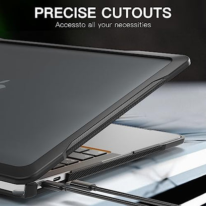 Batianda 4-in-1 Ultimate Case for MacBook Air 13 Inch 2018-2020, Black | Fits M1/Intel Models A2337/A2179/A1932, Lightweight Slim Design, Carbon Fiber Side Texture, Matte Translucent Hard Shell - color: Black