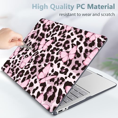 Mektron Printed Case for 2025 Microsoft Surface Laptop Windows 11 Copilot+ PC Surface Laptop 13 inch Touchscreen Display Cover Fits Model 2095, Leopard Pink Butterfly - color: Leopard Pink Butterfly