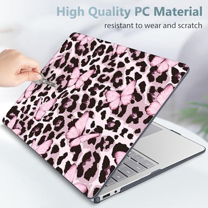 Mektron Printed Case for 2025 Microsoft Surface Laptop Windows 11 Copilot+ PC Surface Laptop 13 inch Touchscreen Display Cover Fits Model 2095, Leopard Pink Butterfly - color: Leopard Pink Butterfly