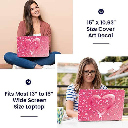 LSS 15 15.6 inch Laptop Notebook Skin Sticker Cover Art Decal Fits 13.3" 14" 15.6" 16" HP Dell Lenovo Apple Asus Acer Compaq (Free 2 Wrist Pad Included)LSS Laptop 15 15.6 Skin Cover with Colorful Patt - color: Pink Heart, size: 13" - 16"
