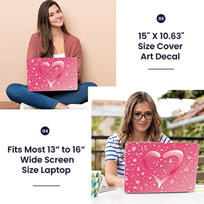 LSS 15 15.6 inch Laptop Notebook Skin Sticker Cover Art Decal Fits 13.3" 14" 15.6" 16" HP Dell Lenovo Apple Asus Acer Compaq (Free 2 Wrist Pad Included)LSS Laptop 15 15.6 Skin Cover with Colorful Patt - color: Pink Heart, size: 13" - 16"