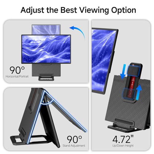 Large Portable Monitor 24 inch - 1080P FHD 100Hz Travel Monitor, 125% sRGB IPS Laptop Screen Extender, VESA Compatible, Height Adjustable Detachable Stand with USB-C HDMI for Work Gaming Office Home - size: 24 inch FHD